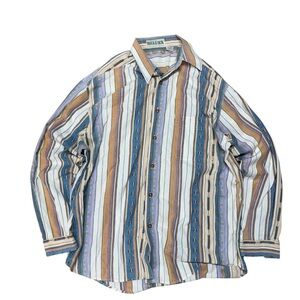 Bugle Boy Men’s Western Cowboy Shirt Blue Southwest Aztec Large VTG